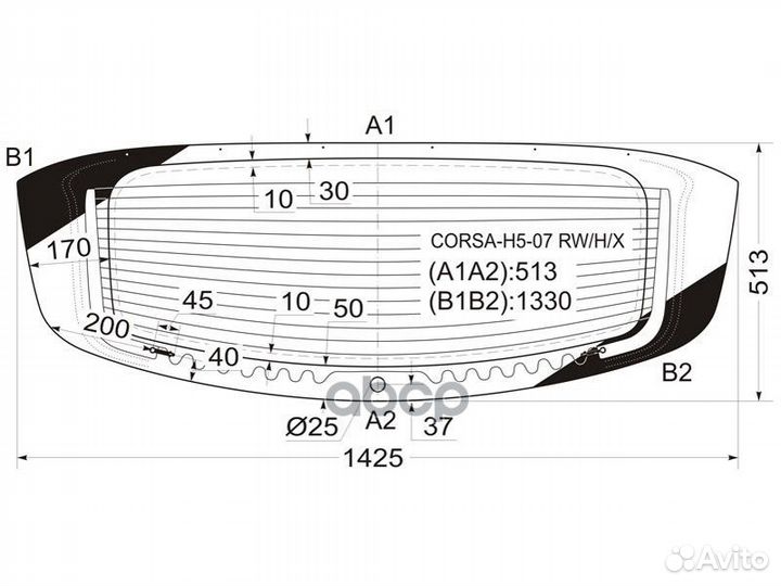 Стекло заднее с обогревом opel corsa 5D HBK 06