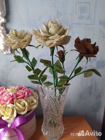 Розы из бисера