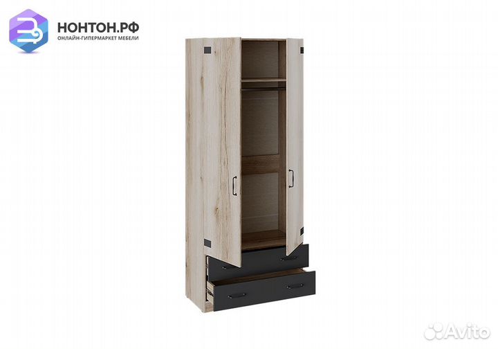 Шкаф 2-дверный Окланд фон черный / дуб делано