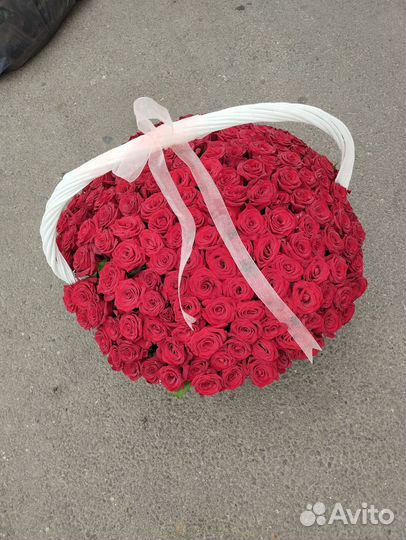 101 и 201 роза в корзине