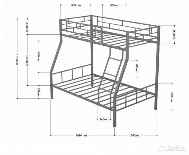 Двухъярусная кровать Слоновая кость