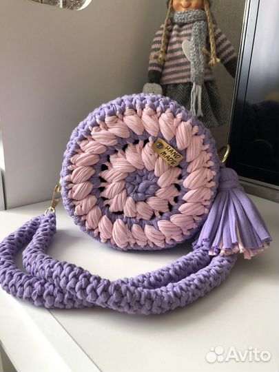 Сумка вязаная из трикотажной пряжи