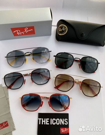 Очки ray ban hexagonal ferrari пепельные