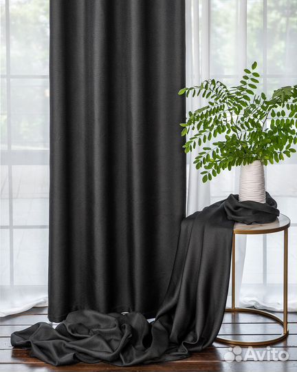 Комплект штор рогожка Орфей Черный
