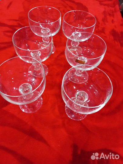 Хрустальные вазочки Чехия Богема 6 шт