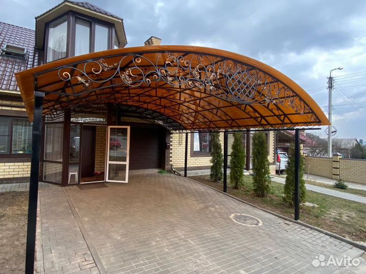 Навесы и козырьки, кованые навесы, автонавесы