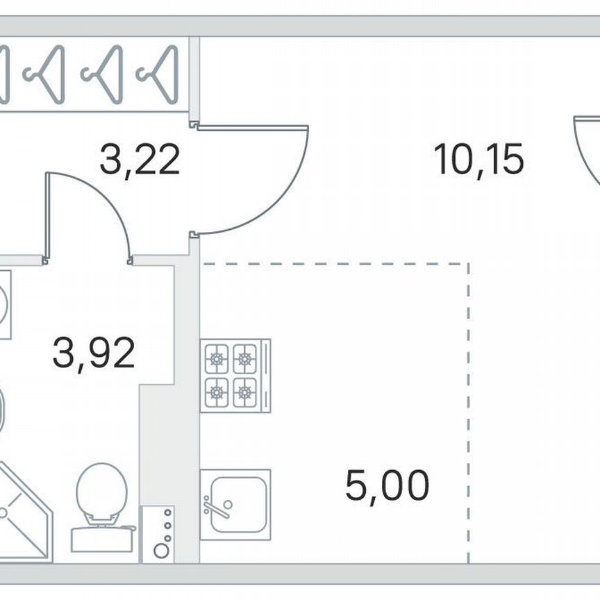 Квартира-студия, 25,4 м², 4/4 эт.