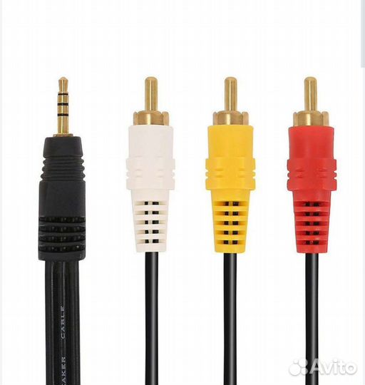 Видео-кабель 3,5 jack - 3RCA (1,5 метра)