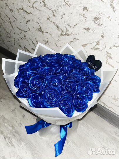 Букет роз из атласных лент