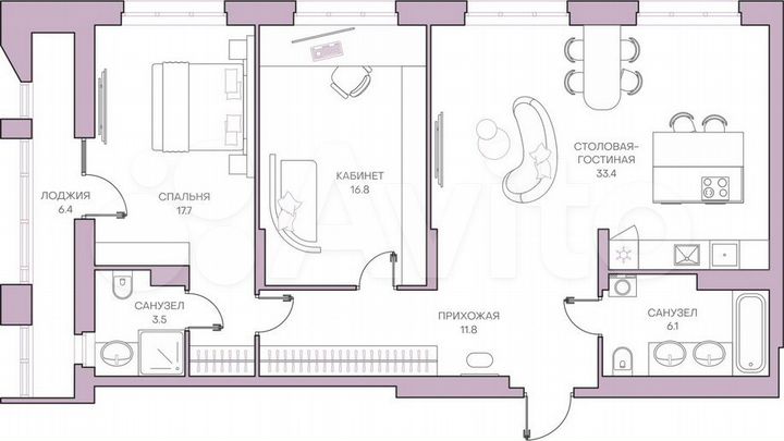 3-к. квартира, 95,3 м², 11/18 эт.