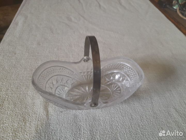 Хрустальная конфетница СССР с ободком