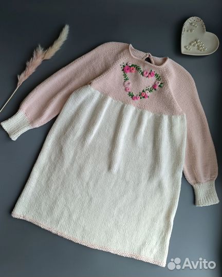 Вязаный джемпер, свитер, вязаное платье, шапка