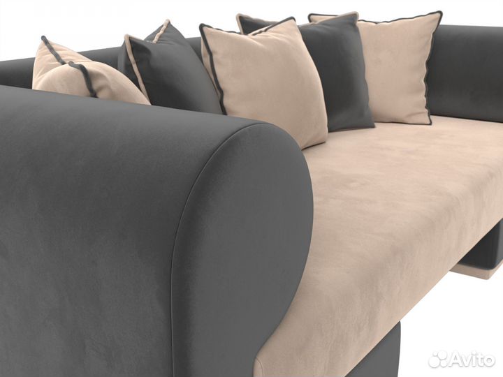 Диван прямой Кипр, велюр, бежевый, серый. Москва
