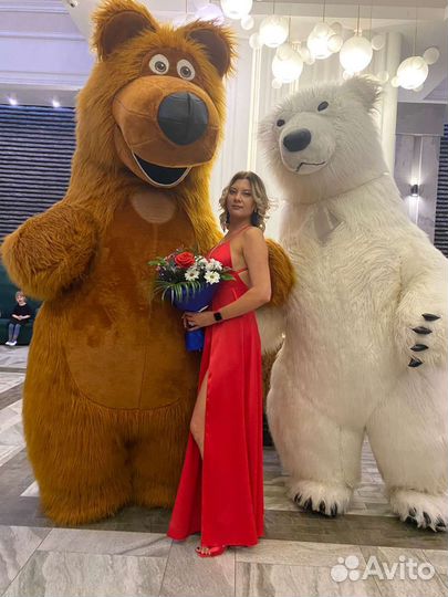 Поздравление от белого и розового медведя Панды