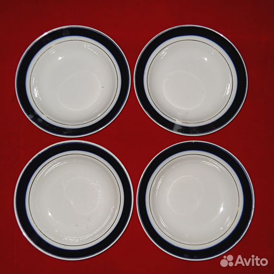 Тарелки 4 шт Кобальт. Чудово. 1958г