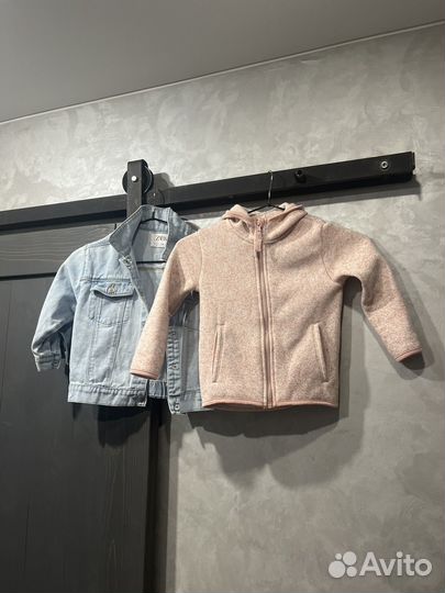 Джинсовка Zara 110см, кофта на молнии H&M 104