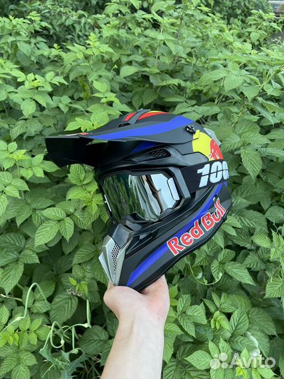 Кроссовый шлем Redbull с очками Новый