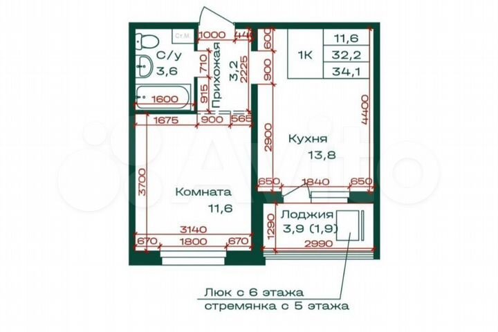 2-к. квартира, 34 м², 4/8 эт.