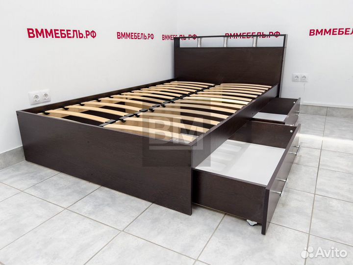 Кровать полуторка с ящиками венге
