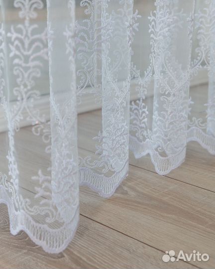 Тюль лилиан белый готовый на окна пошив