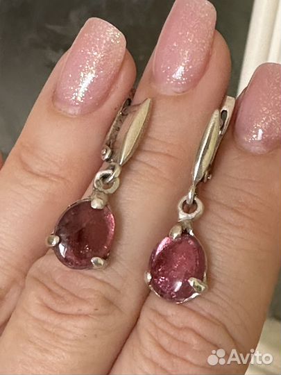 Серебряные серьги с турмалином