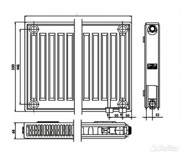 Kermi FTV 12 500x600 панельный радиатор с нижним