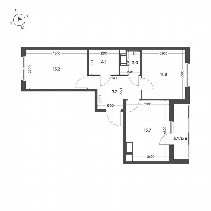 2-к. квартира, 54,6 м², 6/12 эт.