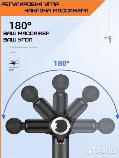 Перкуссионный массажёр пистолет с насадками новый