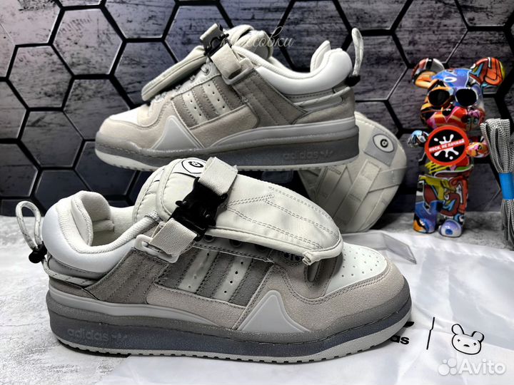 Кроссовки Adidas forum low Bad bunny серые