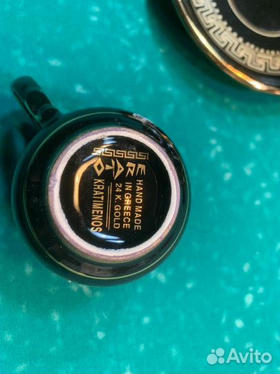 Сервиз кофейный черный фарфор золото 24 карата