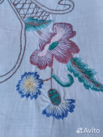 Старинная вышивка крестиком,скатерть времён СССР