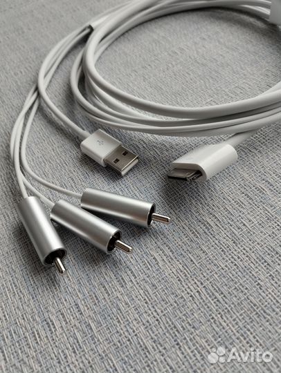 Кабель USB iPhone 2/3/4 + TV/AV