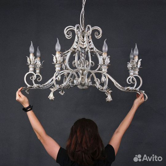 Люстра метровая большая кованая на цепи