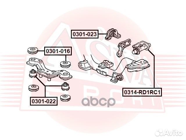 Подушка заднего дифференциала 0301-023 asva