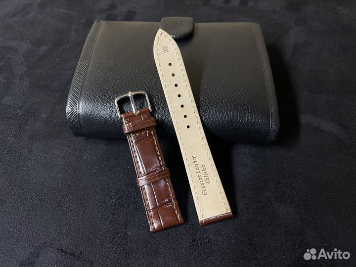 Ремешок кожаный для часов 20 мм