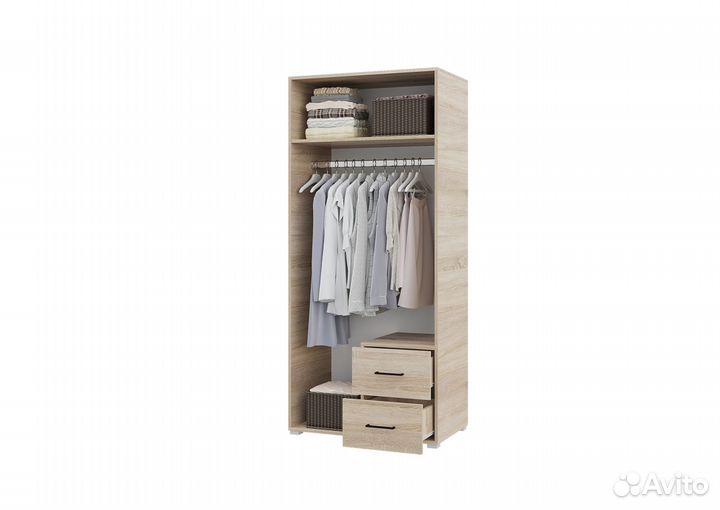 Шкаф для одежды двухдверный сонома белый