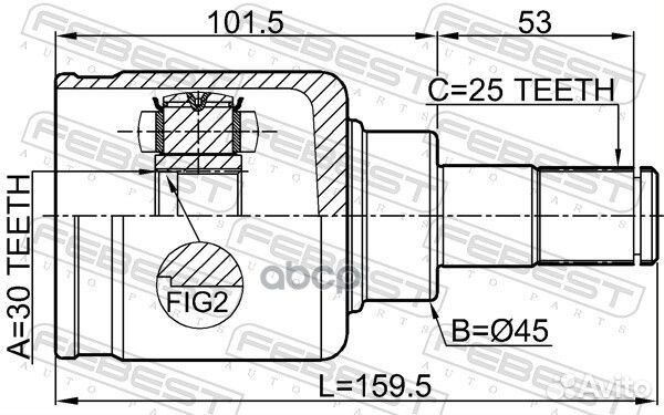 ШРУС внутренний левый 30x45x25 Lifan Solano 08-14