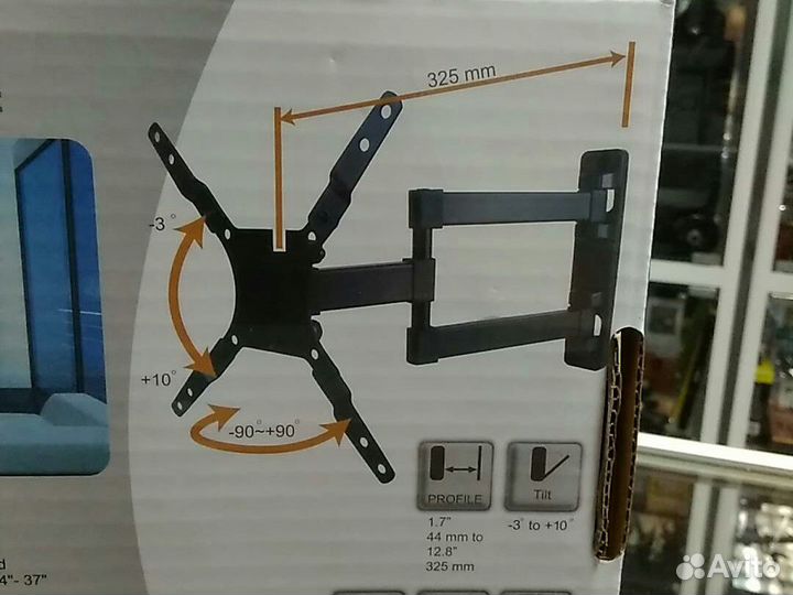 Кронштейн для тв наклонно-поворотный 14''-37''