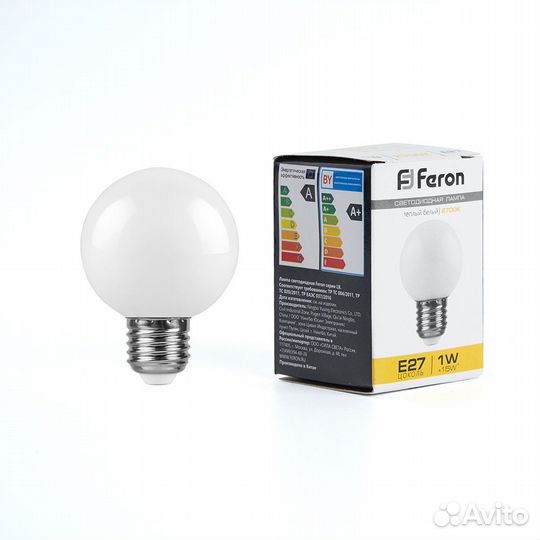 Лампа E27 1W 2700К теплый белый