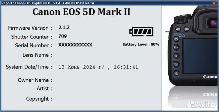 Комплект Canon eos 5D mark ii 709 кадров