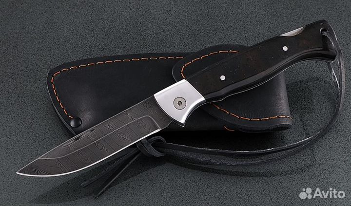 Складной нож Лиса, сталь дамаск, рукоять накладки