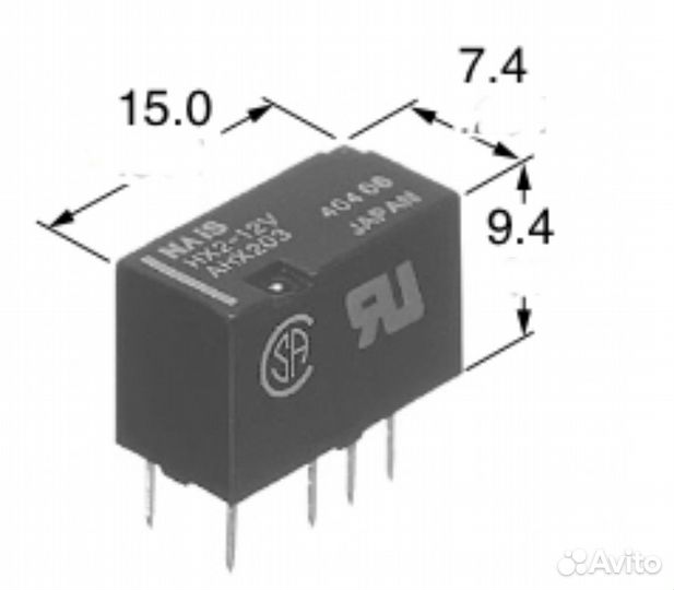 Реле HX2-12V, мини, Япония, 12 Вольт