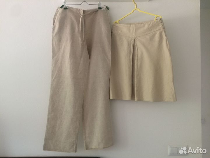 Новые брюки и юбка Naf Naf из льна и хлопка 46 раз