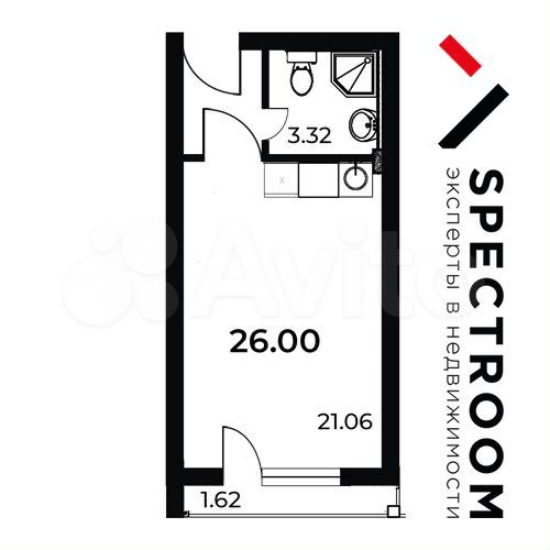 Апартаменты-студия, 26 м², 3/8 эт.