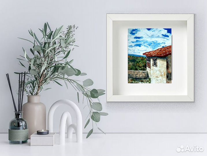 Картина маслом Южный домик, Крымский пейзаж