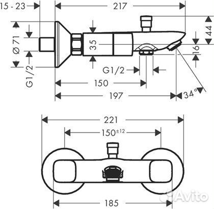 Hansgrohe 71243000 Смеситель для ванны