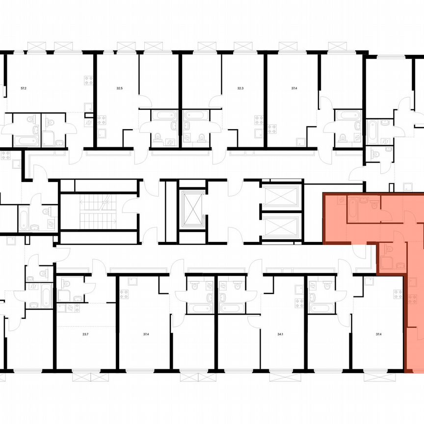 2-к. квартира, 63,6 м², 3/25 эт.