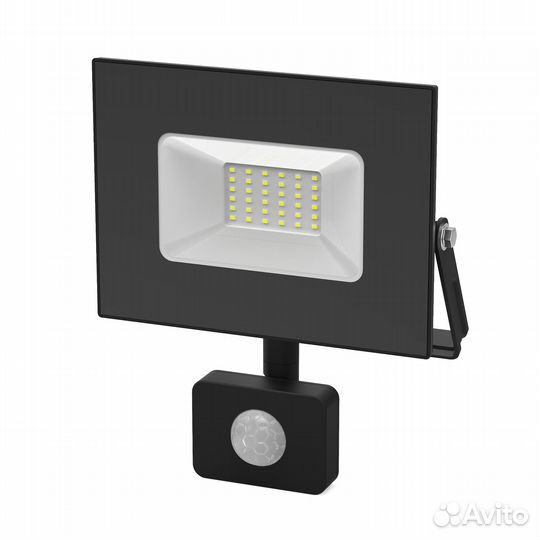 Прожектор LED 50Вт 6500К IP65 черный с датчиком