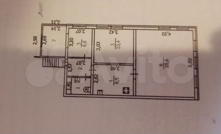 3-к. квартира, 65 м², 2/2 эт.