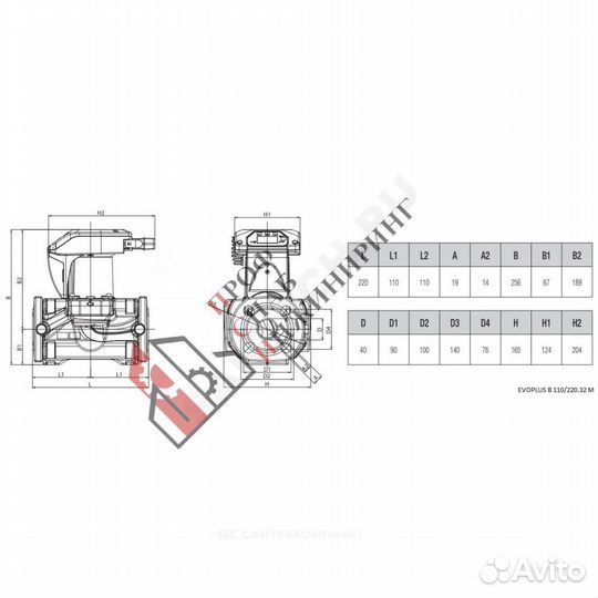 Насос evoplus B 110/220.32 M PN16 1х220-240В/50 Гц